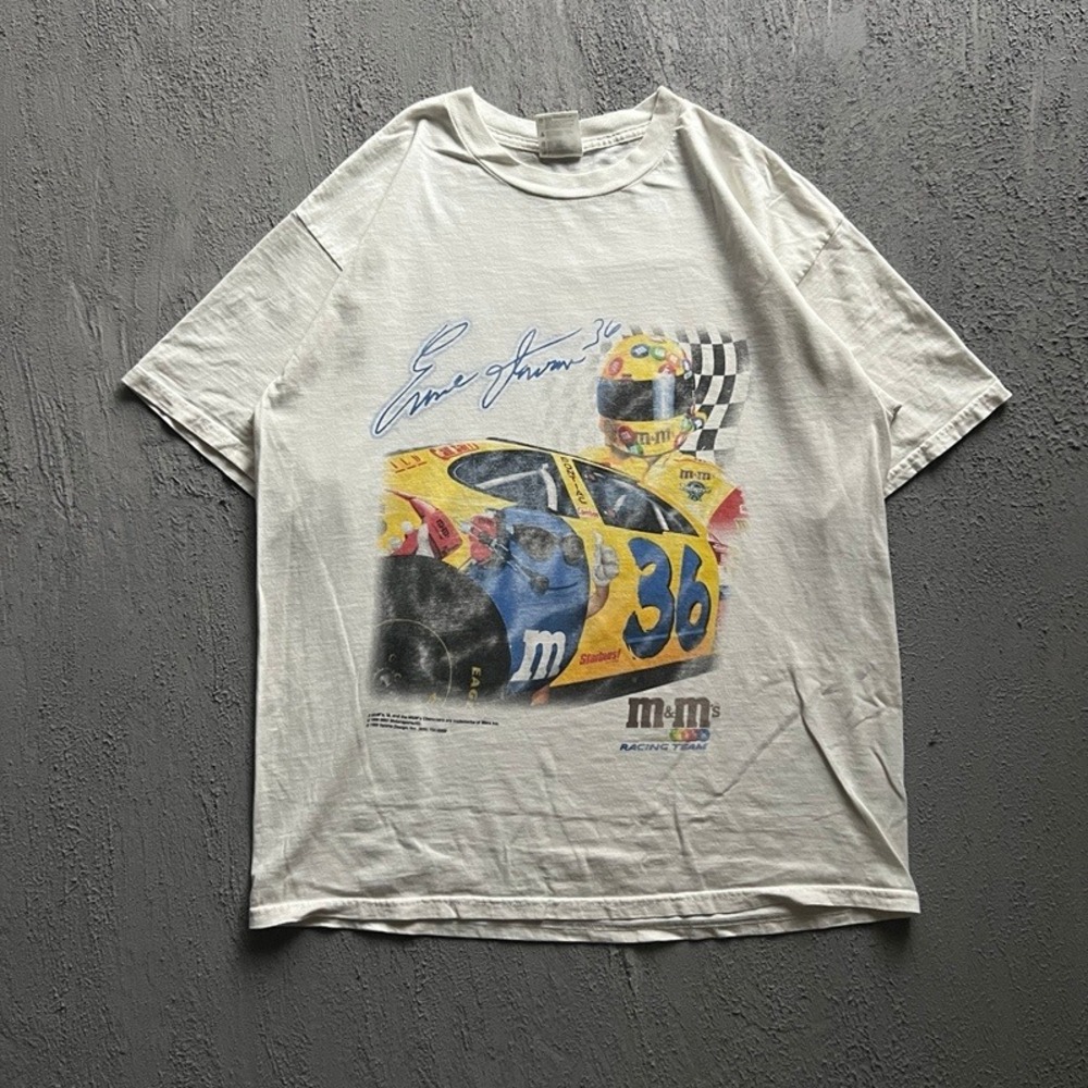 Vintage M&Ms Racing Team Shirt XL White 1990s NASCAR Ernie Irvan